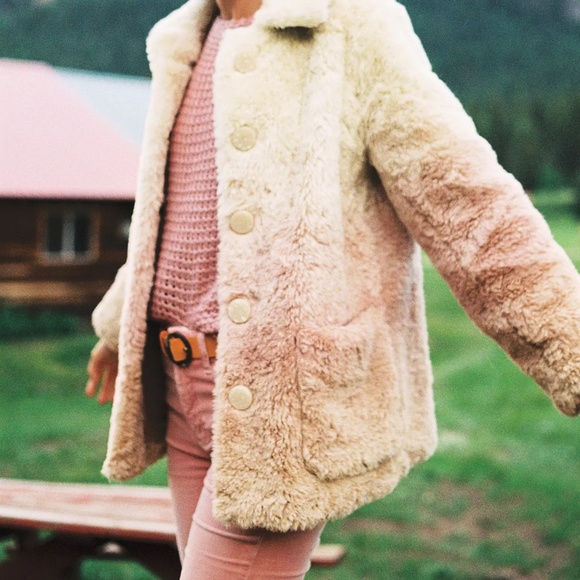 ANTHROPOLOGIE OMBRE FAUX FUR COAT $198 M - Picture 1 of 11